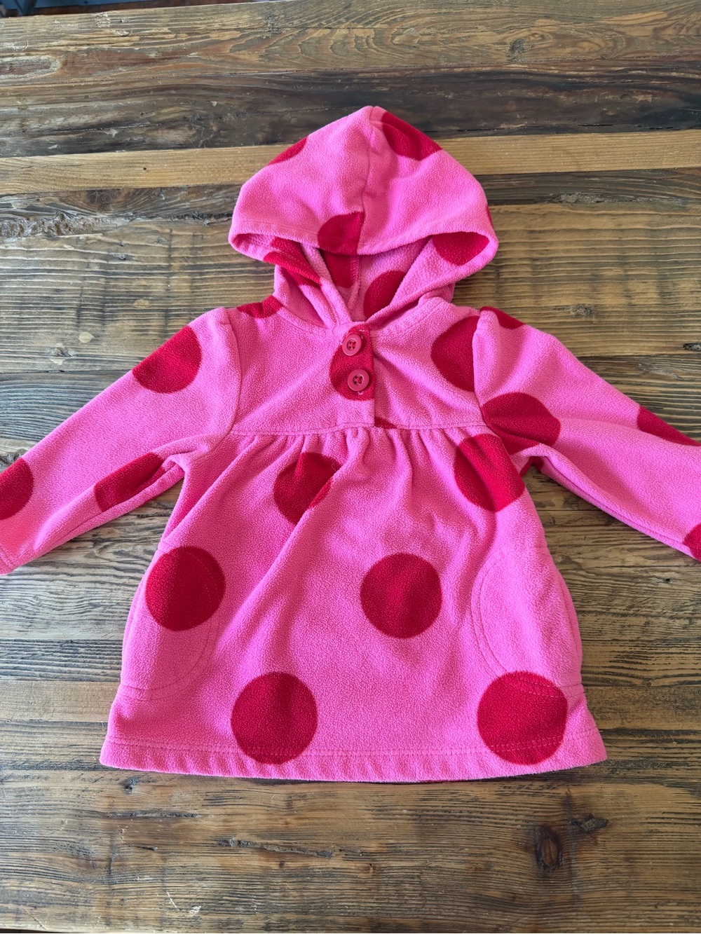 Carter's 6-9 MONTHS Bright Pink Hooded Button Jacket